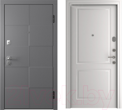 Входная дверь Belwooddoors Модель 10 210x90 правая (графит/Alta эмаль белый)