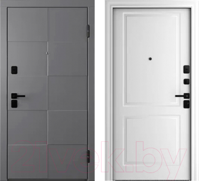 Входная дверь Belwooddoors Модель 10 210x90 Black правая (графит/Alta эмаль белый)