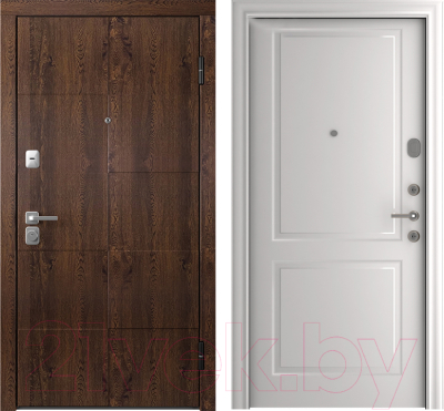 Входная дверь Belwooddoors Модель 10 210x90 правая (орех/Alta эмаль белый)