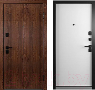 Входная дверь Belwooddoors Модель 10 210x90 Black правая (орех/Avesta эмаль белый)