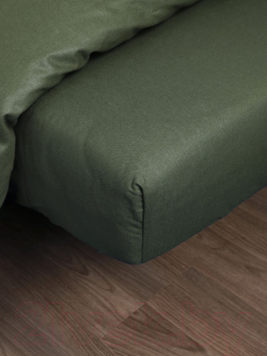 Комплект постельного белья Loon Эмили 90x200/70x70 / КПБ.Б-1.5-70-5 (темно-зеленый, на резинке)