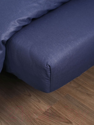 Комплект постельного белья Loon Эмили 90x200/70x70 / КПБ.Б-1.5-70-9 (темно-синий, на резинке)
