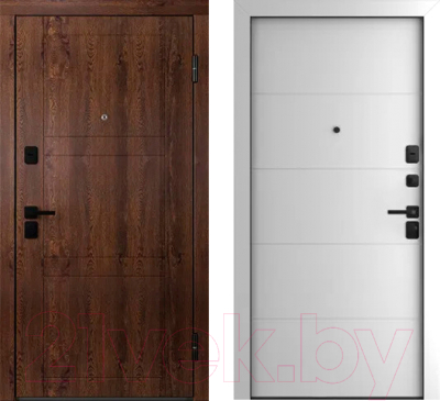 Входная дверь Belwooddoors Модель 8 210x90 Black правая (орех/Arvika эмаль белый)