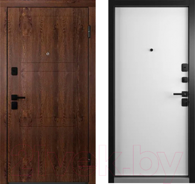 Входная дверь Belwooddoors Модель 8 210x90 Black правая (орех/Avesta эмаль белый)