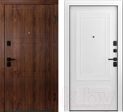 Входная дверь Belwooddoors Модель 8 210x90 Black правая (орех/палаццо 2 эмаль белый)