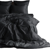 Комплект постельного белья Loon Страйп 90x200/70x70 / КПБ.СС-1.5-70-2 (черный, на резинке) - 
