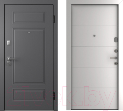 Входная дверь Belwooddoors Модель 9 210x90 правая (графит/Arvika эмаль белый)