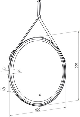 Зеркало Континент Millenium Brown Led D 50 (на ремне из натуральной кожи коричневый, с теплой подсветкой)