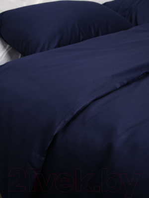 Комплект постельного белья Loon Аделина 90x200/50x70 / КПБ.С-1.5-50-5 (темно-синий, на резинке)
