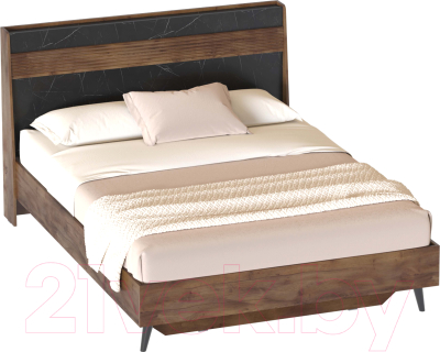 Двуспальная кровать Мебельград Браун 160x200 (таксония/мрамор неро маркина)