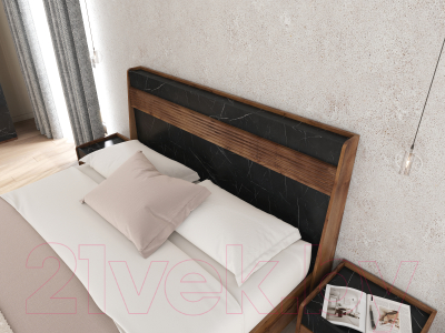 Двуспальная кровать Мебельград Браун 160x200 (таксония/мрамор неро маркина)