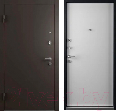 Входная дверь Belwooddoors Start 210x100 левая (коричневый/белый ламинированный)