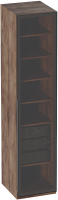 Шкаф-пенал с витриной Мебельград Браун 51x53.5x226.5 (таксония/алюминевый профиль/стекло) - 