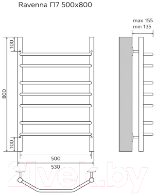 Полотенцесушитель водяной Azario Ravenna 500x800 / AZ07158 (1"-1/2", полированный)