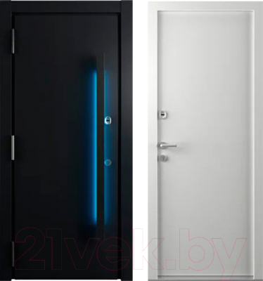 Входная дверь Belwooddoors Argos Grand 77 210x100 Black со светодиодной лентой левая (черный/белый)