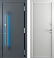 Входная дверь Belwooddoors Argos Grand 77 210x100 Black со светодиодной лентой правая (антрацит/белый) - 