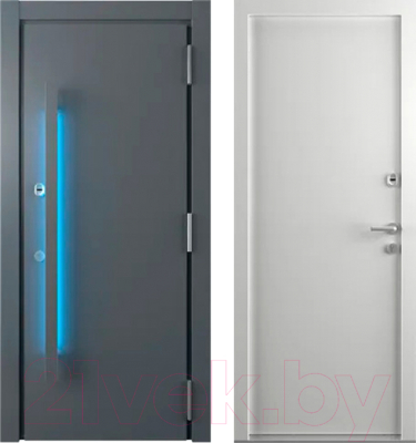 Входная дверь Belwooddoors Argos Grand 77 210x100 Black со светодиодной лентой правая (антрацит/белый)