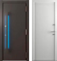 Входная дверь Belwooddoors Argos Grand 77 210x100 Black со светодиодной лентой правая (коричневый/белый) - 
