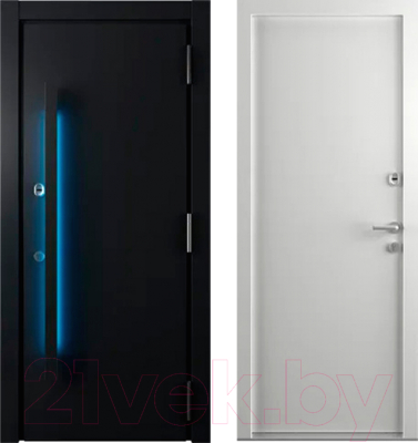 Входная дверь Belwooddoors Argos Grand 77 210x100 Black со светодиодной лентой правая (черный/белый)