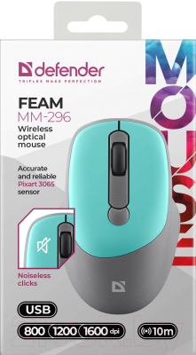 Мышь Defender Feam MM-296 / 52294 (мятный)
