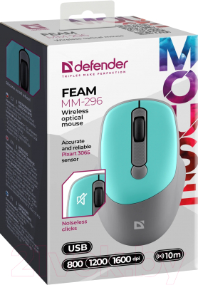Мышь Defender Feam MM-296 / 52294 (мятный)