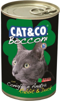 Влажный корм для кошек Adragna Cat&Co кусочки кролика и утки в соусе (405г) - 