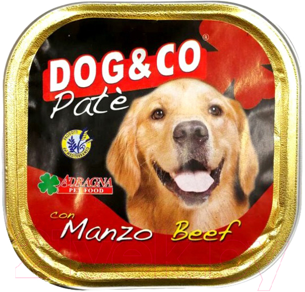 Влажный корм для собак Adragna Dog&Co паштет из говядины (300г)
