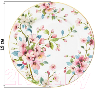 Набор тарелок Elan Gallery Яблоневый цвет на белом / 420407 