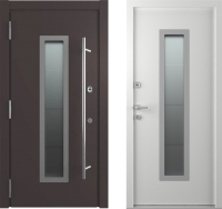 Входная дверь Belwooddoors П Argos 77 210x100 С13 левая (коричневый/белый стеклопакет мат. рис.53) - 