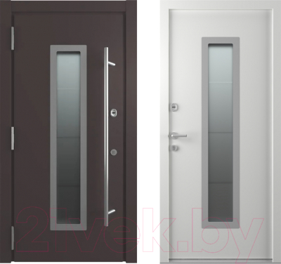 Входная дверь Belwooddoors П Argos 77 210x100 С13 левая (коричневый/белый стеклопакет мат. рис.53)