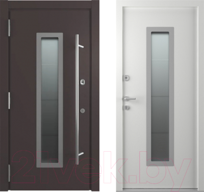 Входная дверь Belwooddoors П Argos 77 210x100 С15 левая (коричневый/белый стеклопакет мат. рис.53)