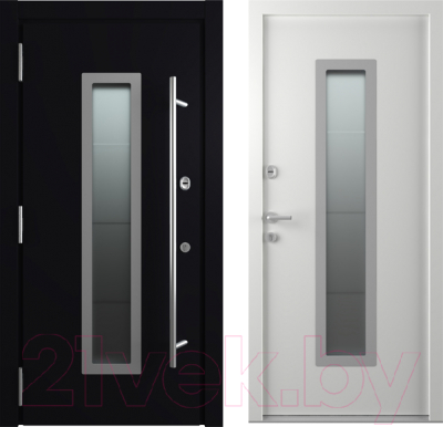 Входная дверь Belwooddoors П Argos 77 210x100 С13 левая (черный/белый стеклопакет матовый рис.53)