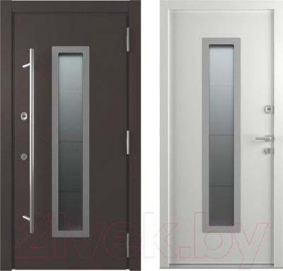 Входная дверь Belwooddoors П Argos 77 210x100 С15 правая (коричневый/белый стеклопакет матовый рис.53)