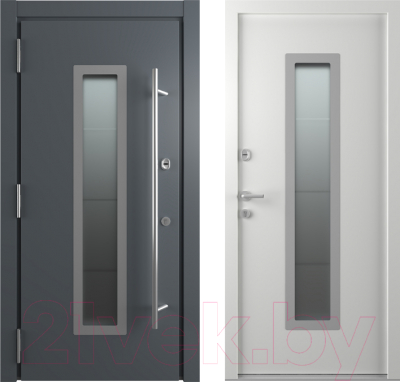 Входная дверь Belwooddoors П Argos 77 210x90 С13 левая (антрацит/белый стеклопакет матовый рис.53)