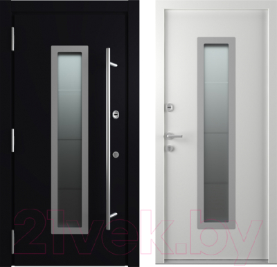 Входная дверь Belwooddoors П Argos 77 210x90 С13 левая (черный/белый стеклопакет матовый рис.53)