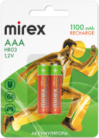 Комплект аккумуляторов Mirex AAA 1100мАч / HR03 (2шт) - 
