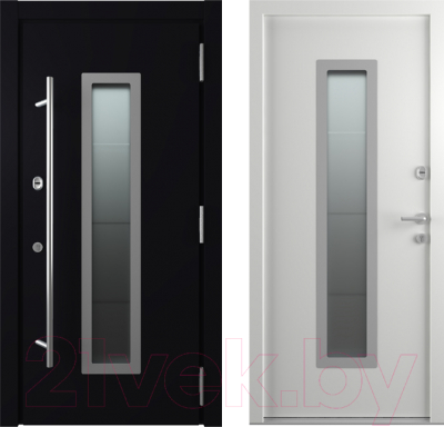 Входная дверь Belwooddoors П Argos 77 210x90 С20 правая (черный/белый стеклопакет матовый рис.53)