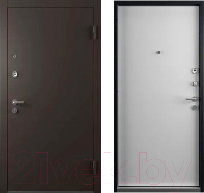 Входная дверь Belwooddoors Start 210x90 правая (коричневый/белый ламинированный)