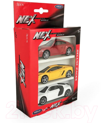 Набор игрушечных автомобилей Welly Lambo Gallardo, Porsche 911 и Audi R8 Coupe / 44000-3SG(B)