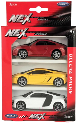 Набор игрушечных автомобилей Welly Lambo Gallardo, Porsche 911 и Audi R8 Coupe / 44000-3SG(B)