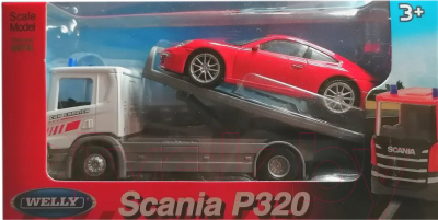 Набор игрушечной техники Welly Грузовик Scania, Porsche 911 Carrera S / 92662-2GW(C) 