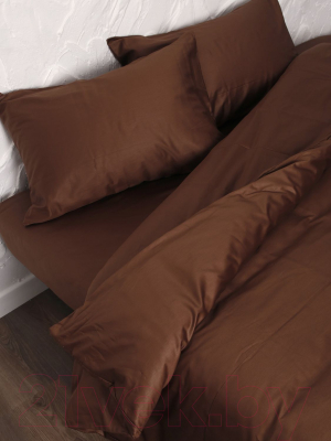 Комплект постельного белья Loon Аделина 180x200/70x70 / КПБ.С-2.2-70-8 (коричневый, на резинке )