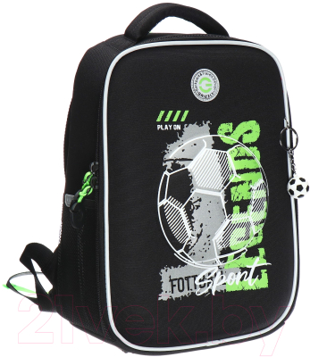 Школьный рюкзак Grizzly RAw-497-9 (черный/салатовый)