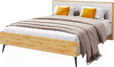 Двуспальная кровать Мебель-КМК 1600 Саванна 0973.3 (бетон пайн светлый/дуб наварра)