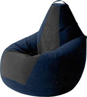 Бескаркасное кресло Kreslomeshki Груша Kombo XXL / GKV-130x90-TSCH (темно-синий/черный) - 