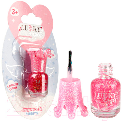 Лак для ногтей детский Lukky Конфетти с ароматом клубники / Т23505 (красный)