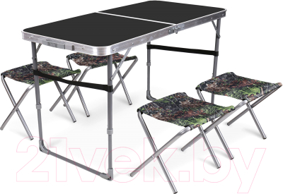 Комплект складной мебели Ника ССТ-К2 (черный/с дубовыми листьями)