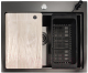 Мойка кухонная STELLAR Decor S7050NB-A-D (нано черный, c доской) - 