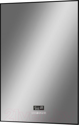 Зеркало Континент Amer Led 60x100 (с фоновой подсветкой, черной окантовкой, многофункциональной панелью)