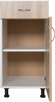 Шкаф-стол кухонный Компас-мебель КС-001-49Д1 400мм ящики+дверной корпус (белый/дуб сонома светлый)